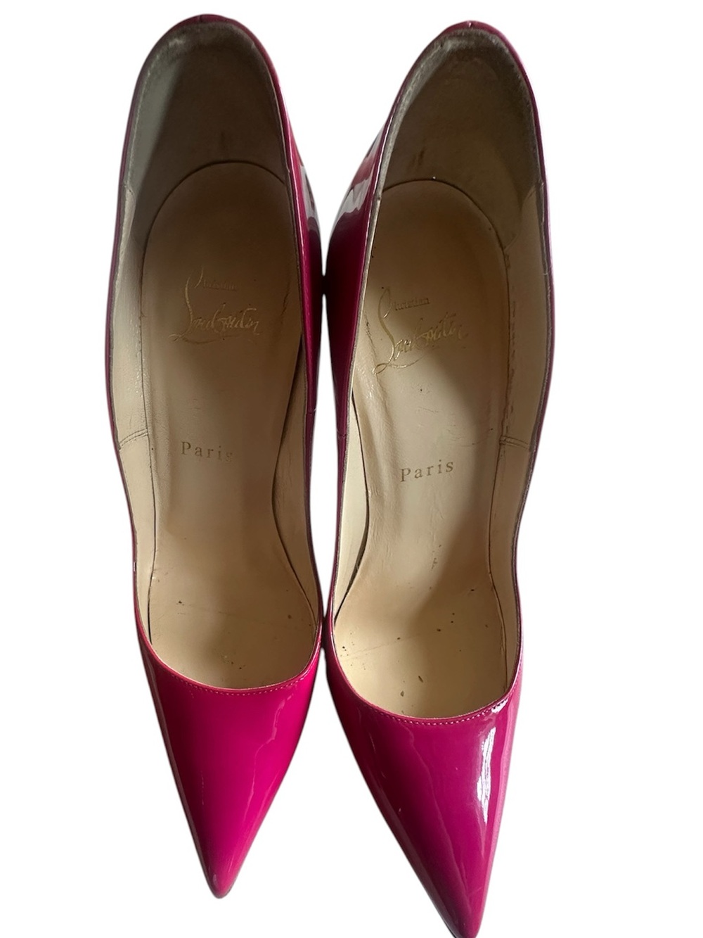Christian Louboutin Fuchsia magenta Patent Pointed-Toe so kate sz.38 Pumps Heels - Picture 5 of 8
